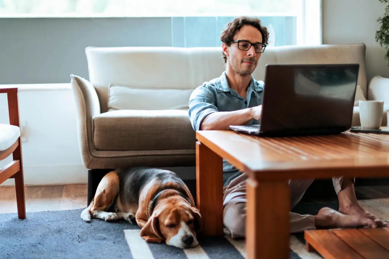 Person working on a laptop